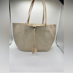 Badgley Mischka Cream Tote with Gold Charm